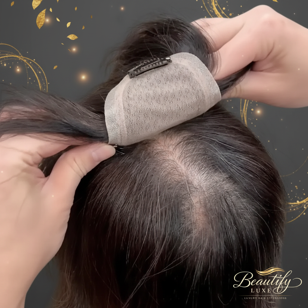Luxurious Hair Topper Application with Beautify Luxe Logo